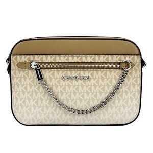 NEW Michael Kors East West Ombre Leather Zip Chain Crossbody Bag Husk Handbag LG